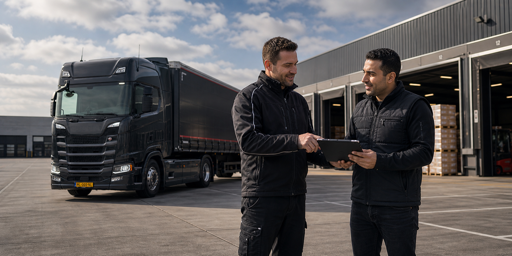 Nederlandse transportprofessionals bij een laadperron
